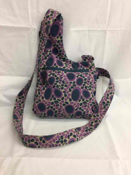 Kavu Purple Circle Print Canvas Crossbody Sling Bag Purse