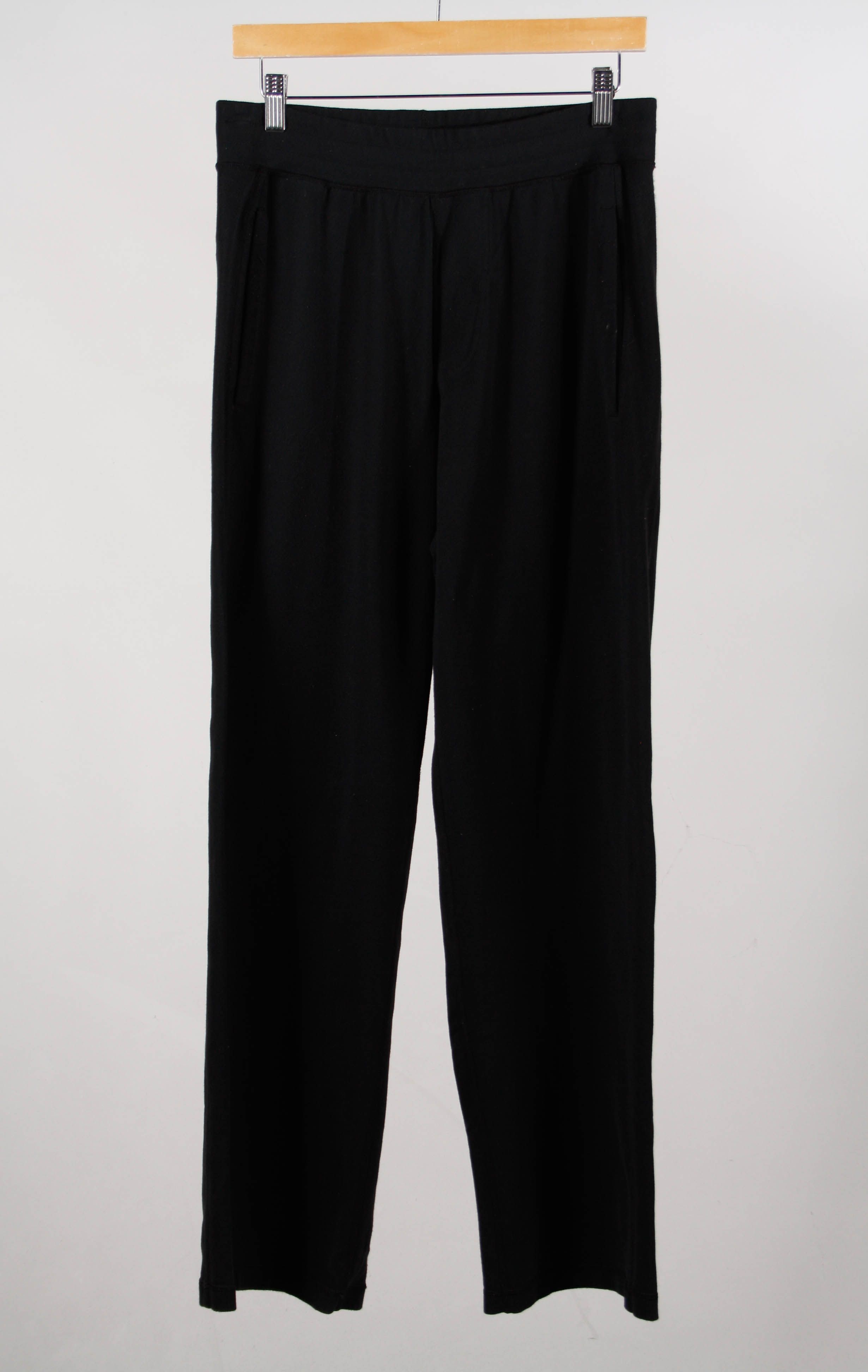 Lululemon Size 6 Cropped Pants Black Drawstring Elastic Waist Athletic Wide  Leg