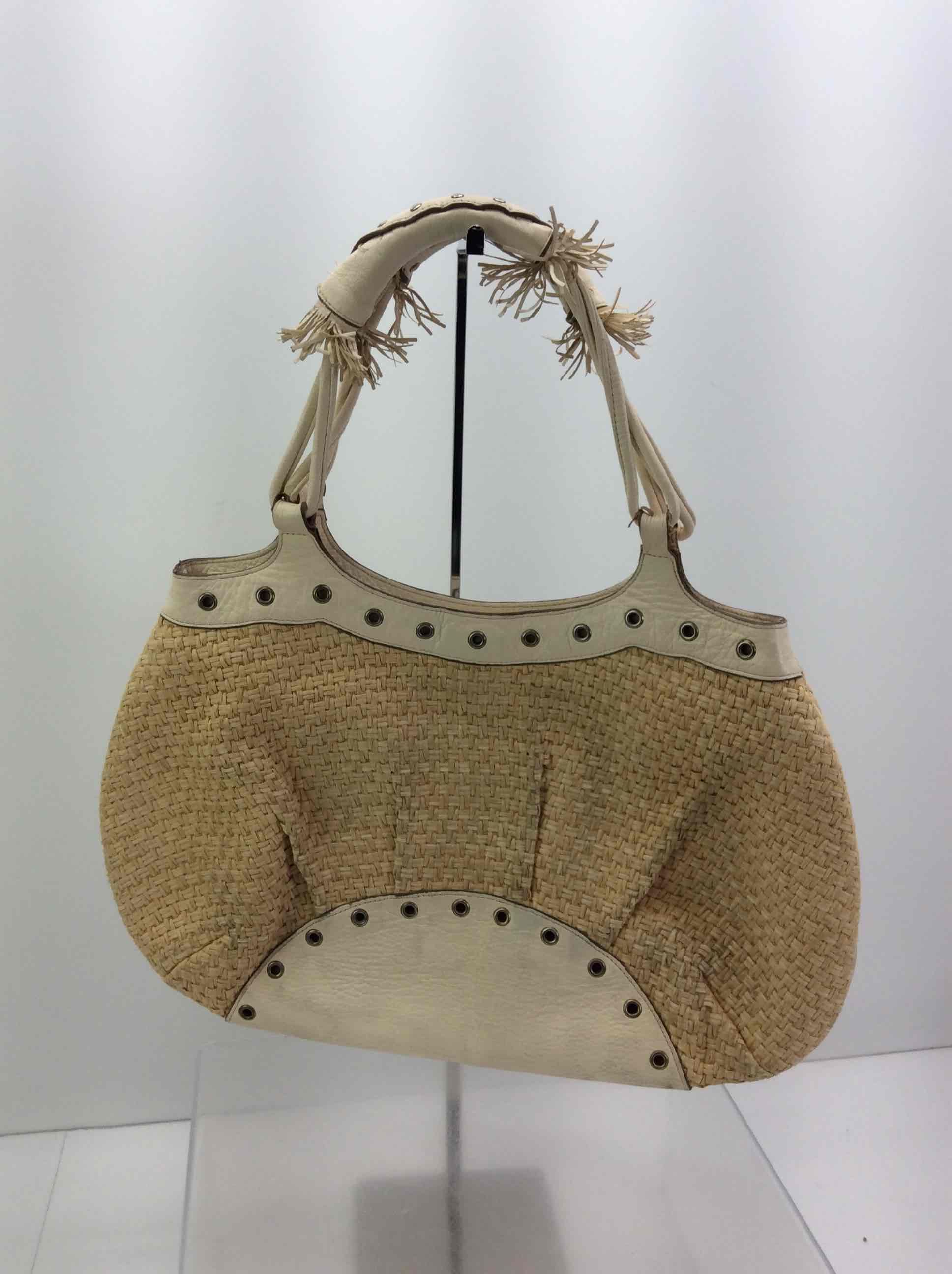 Anya Hindmarch Natural Beige Straw Leather Trim Shoulder Bag eBay