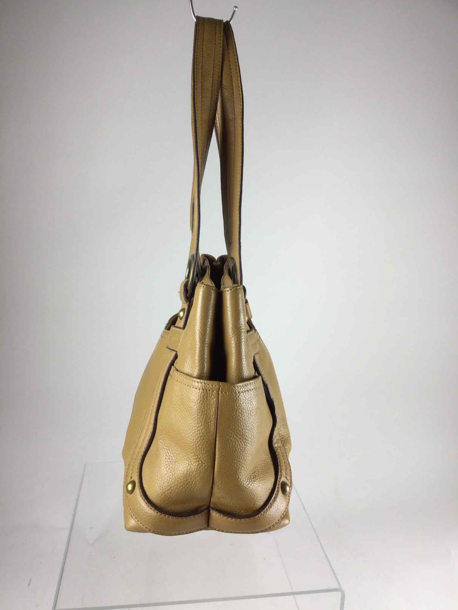 Tignanello Mustard Yellow Pebbled Texture Leather Satchel Shoulder Bag