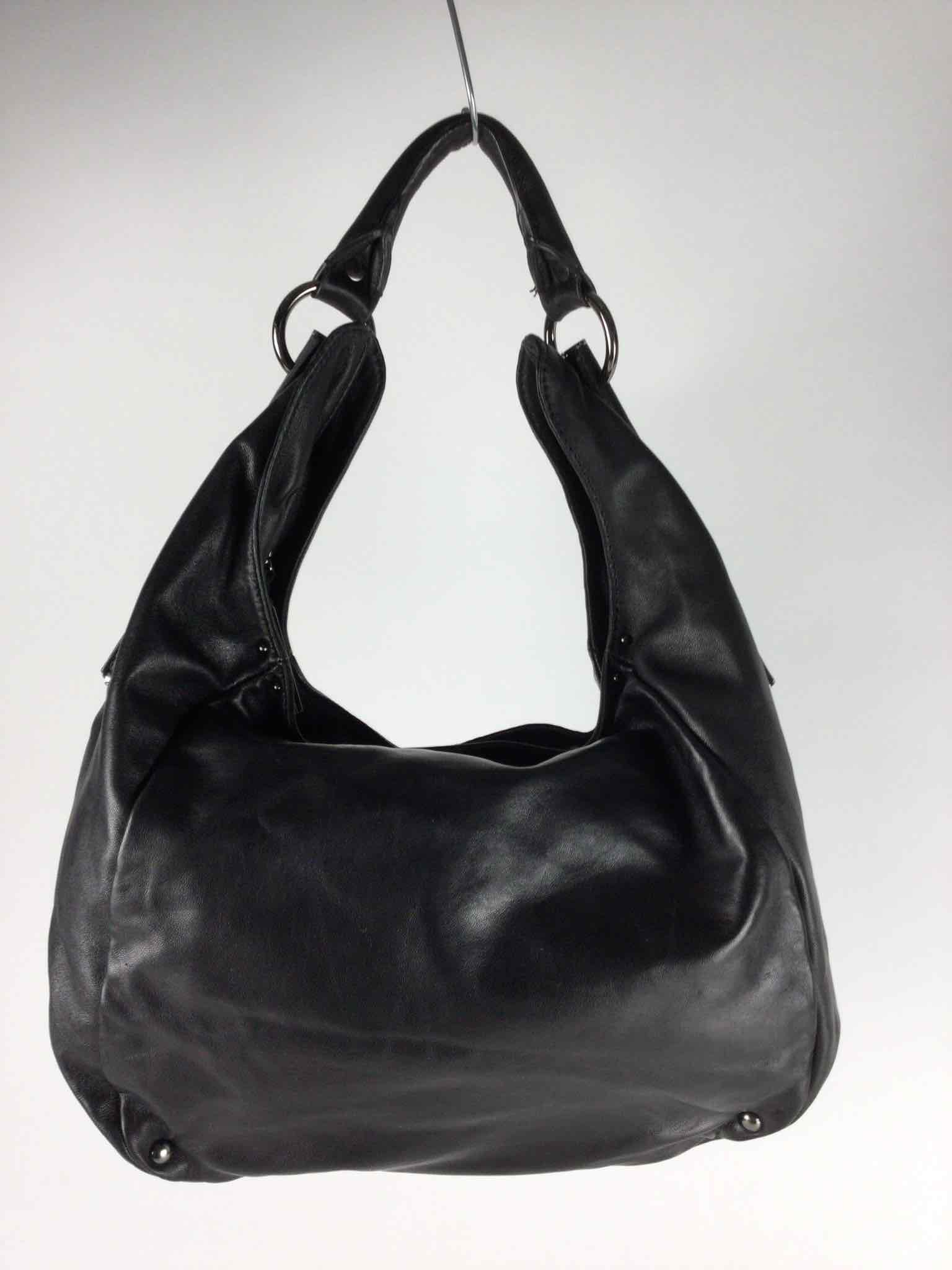 Kenneth Cole Black Leather Studded Accent Hobo Shoulder Bag $278 | eBay