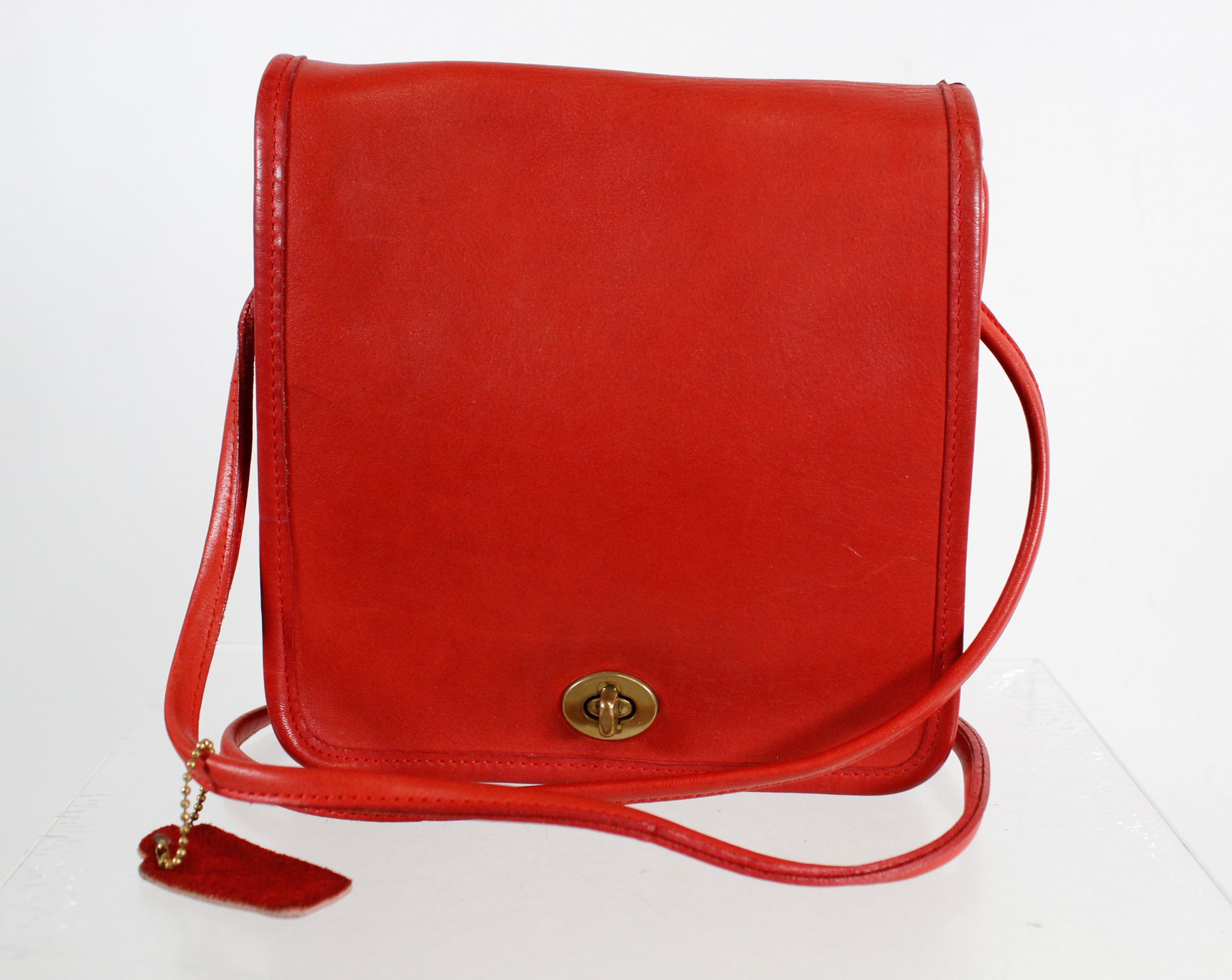 Vintage Coach 8809 Red Leather Turnlock Small Flap Cross-Body Purse | eBay