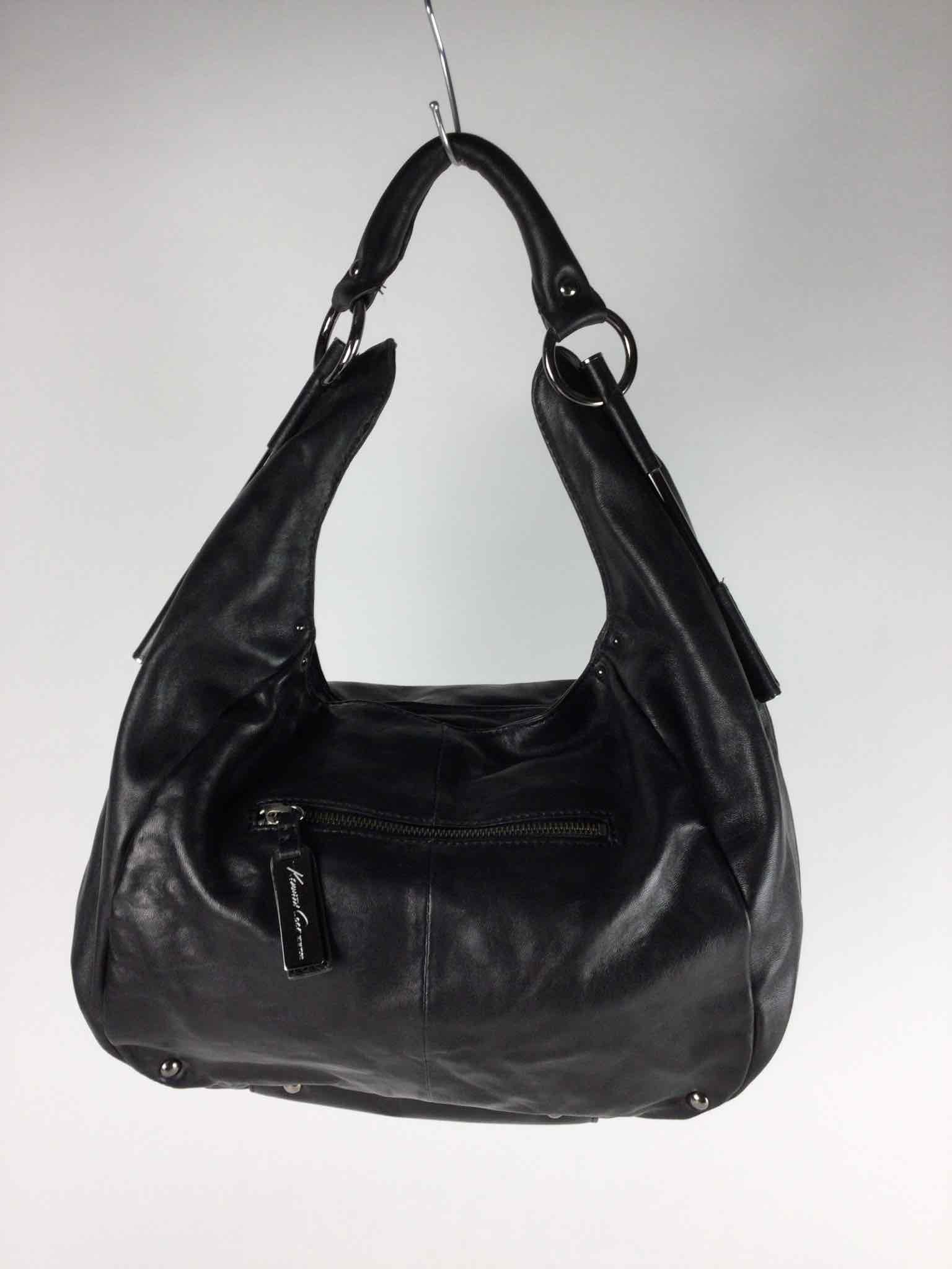 Kenneth Cole Black Leather Studded Accent Hobo Shoulder Bag $278 | eBay