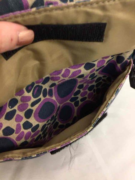 Kavu Purple Circle Print Canvas Crossbody Sling Bag Purse