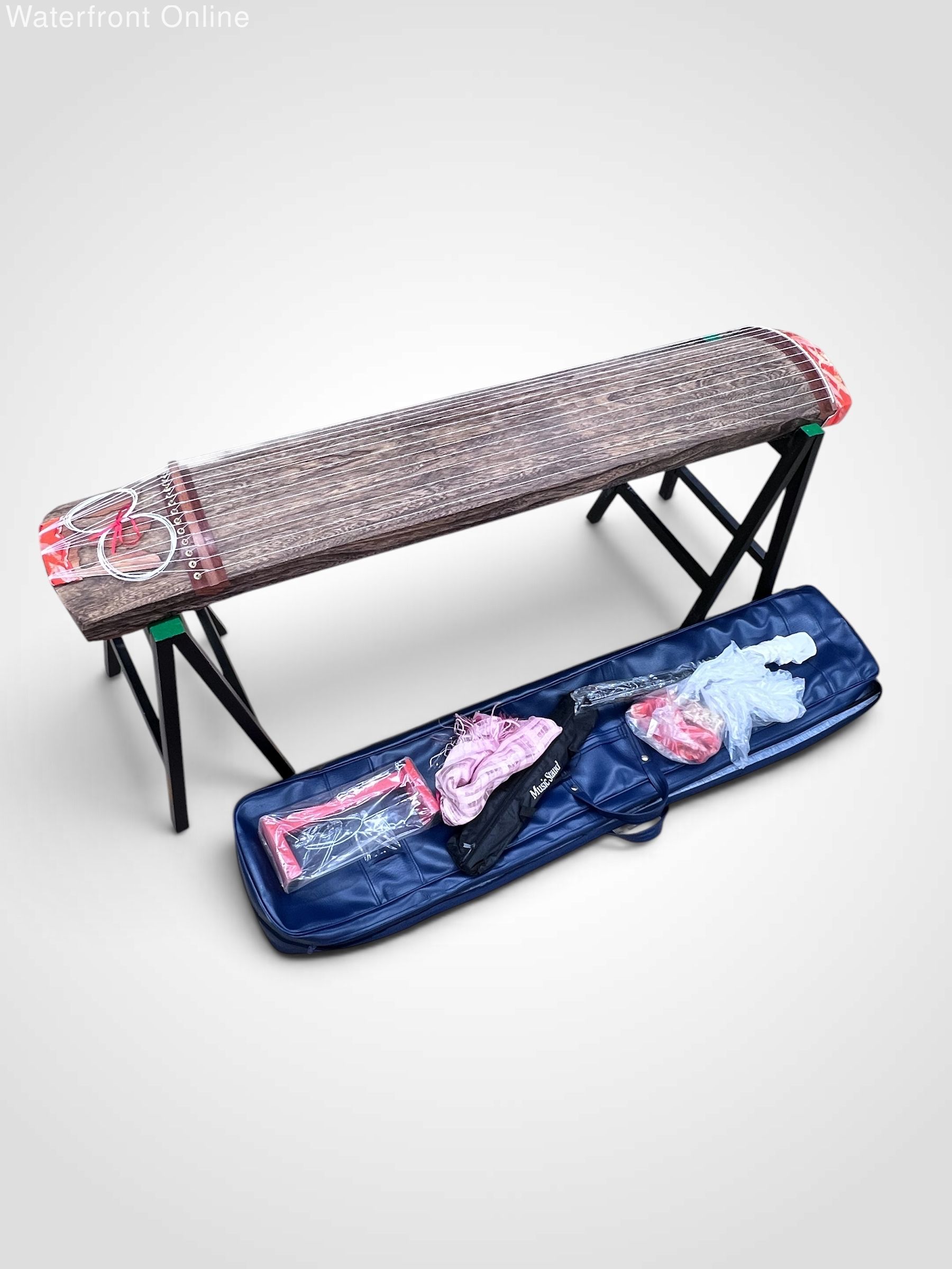 Japanese Koto 13 String Traditional Wooden Musical Instrument Stand Case Set