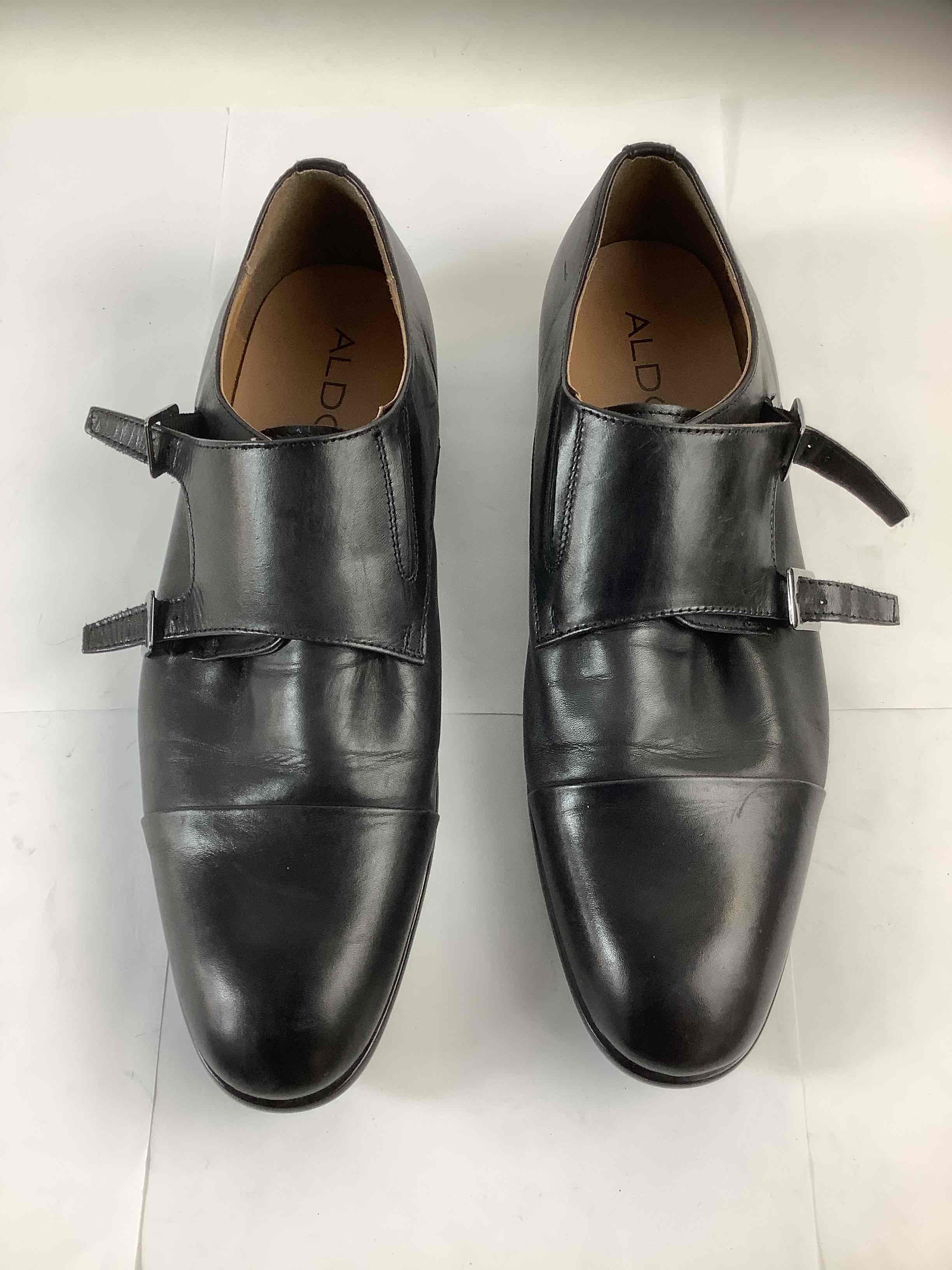 ALDO Black Leather Double Monk Strap Cap Toe Dress Shoes 11 | eBay