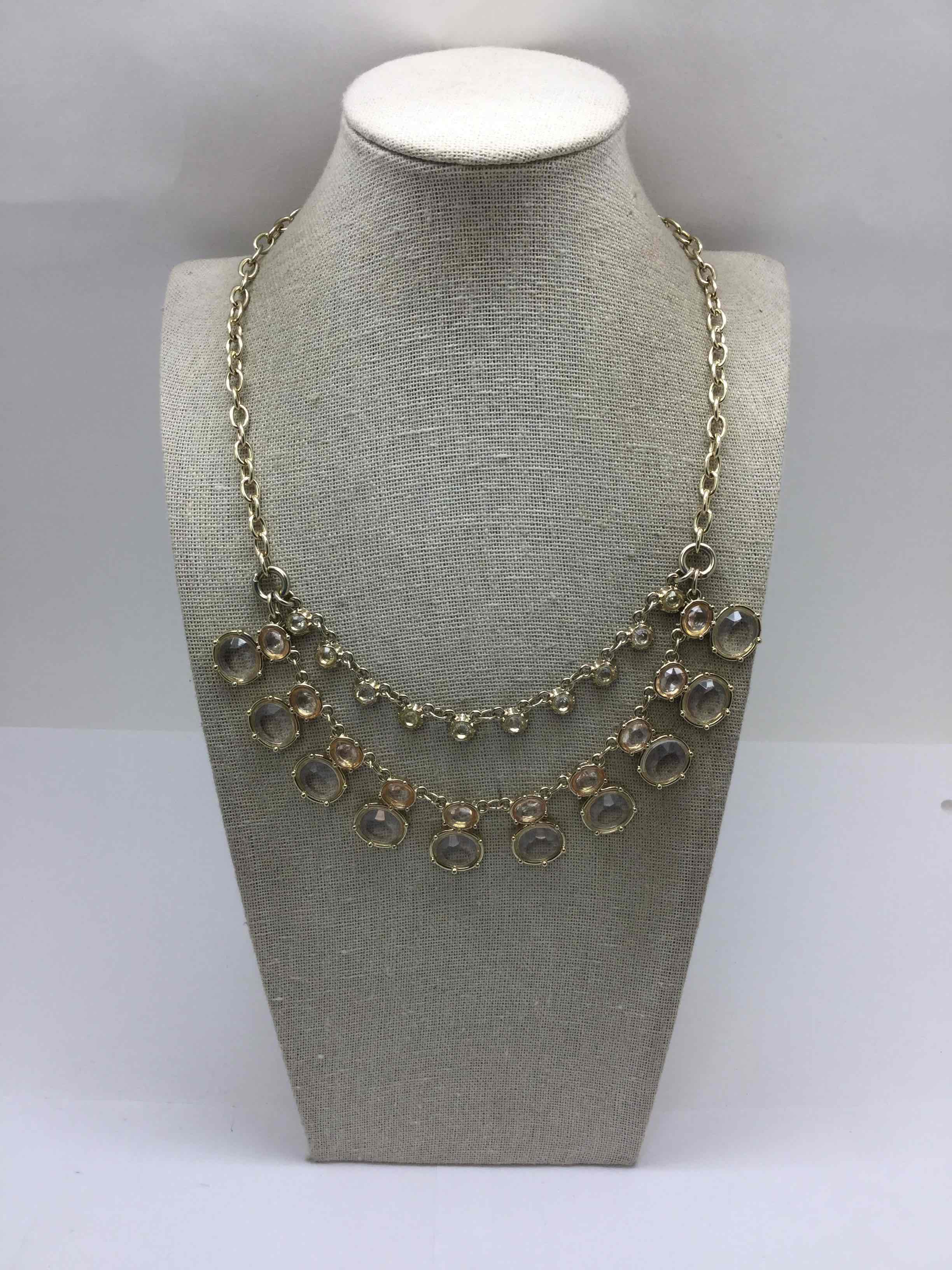 Banana Republic Gold Tone Clear Crystal Chain Link Double Layered